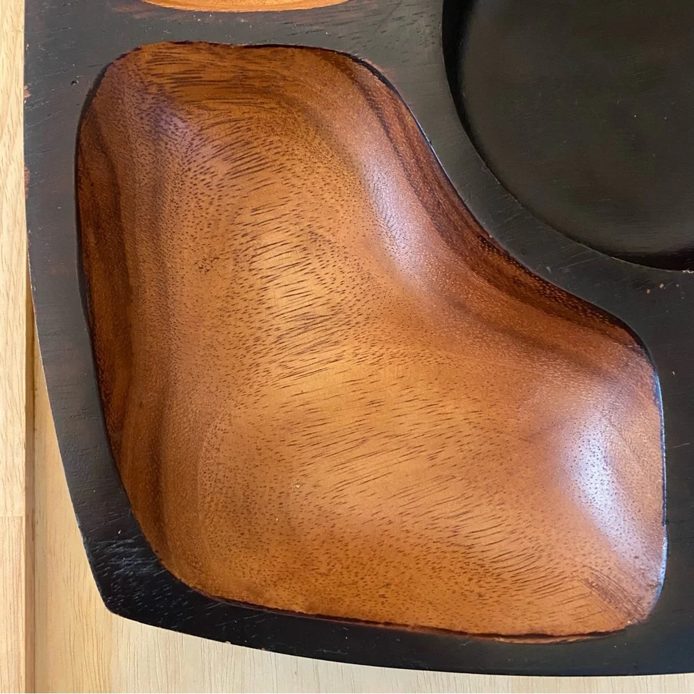 Acacia Wood Serving Tray Mid Century Modern Style 2008 Target Heavy Chip Dip